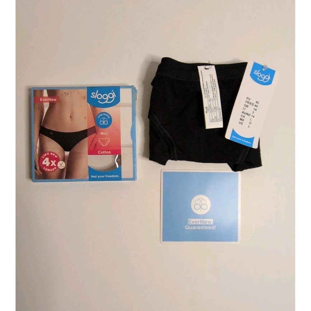 SLOGGI Womens Cotton Underwear Hipster Black‎ Size Large New With Tags